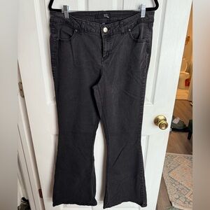 1822 Denim Faded Black Denim Bell Bottom Jeans